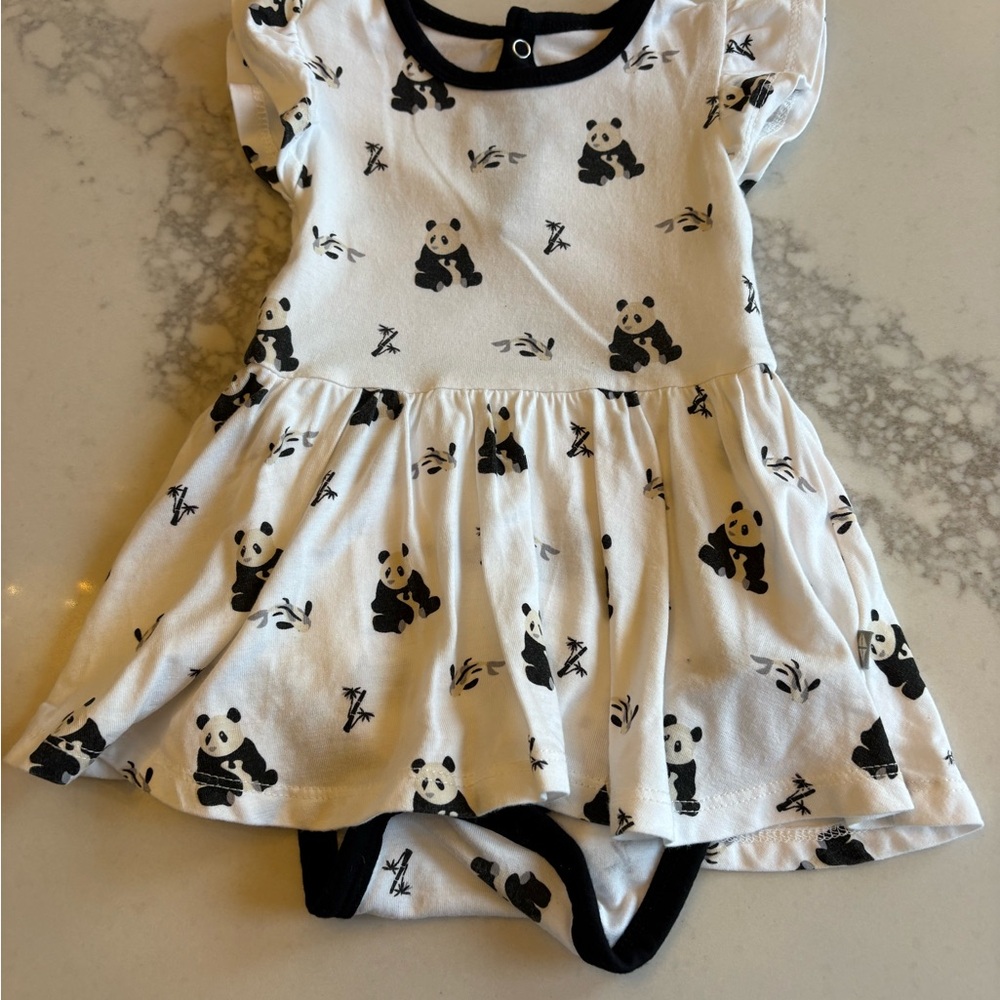 Kyte BABY Panda Print Dress - Black and White